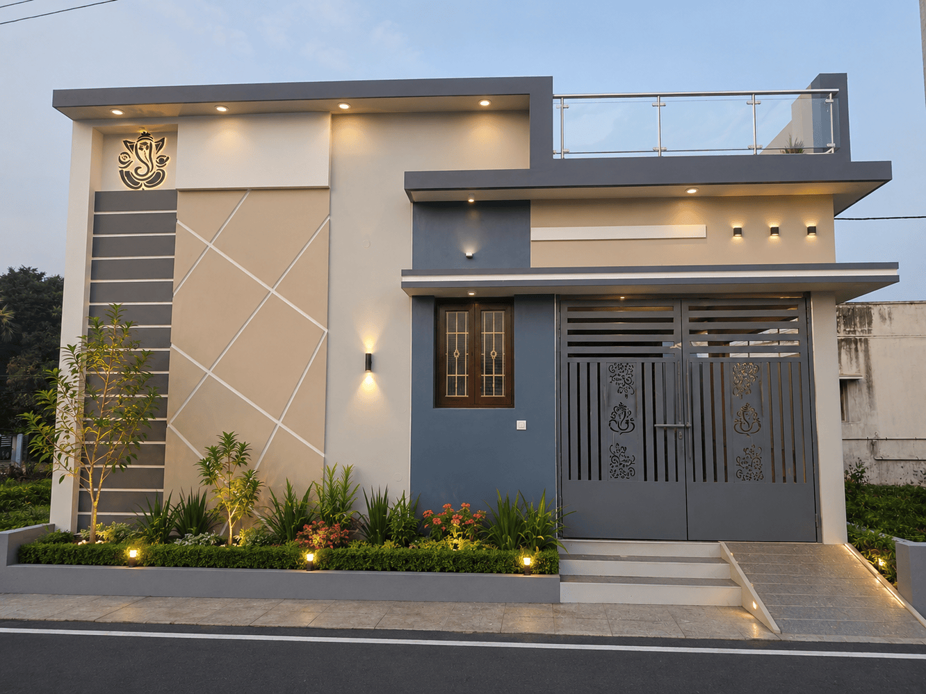 Completed Karuppur residence exterior