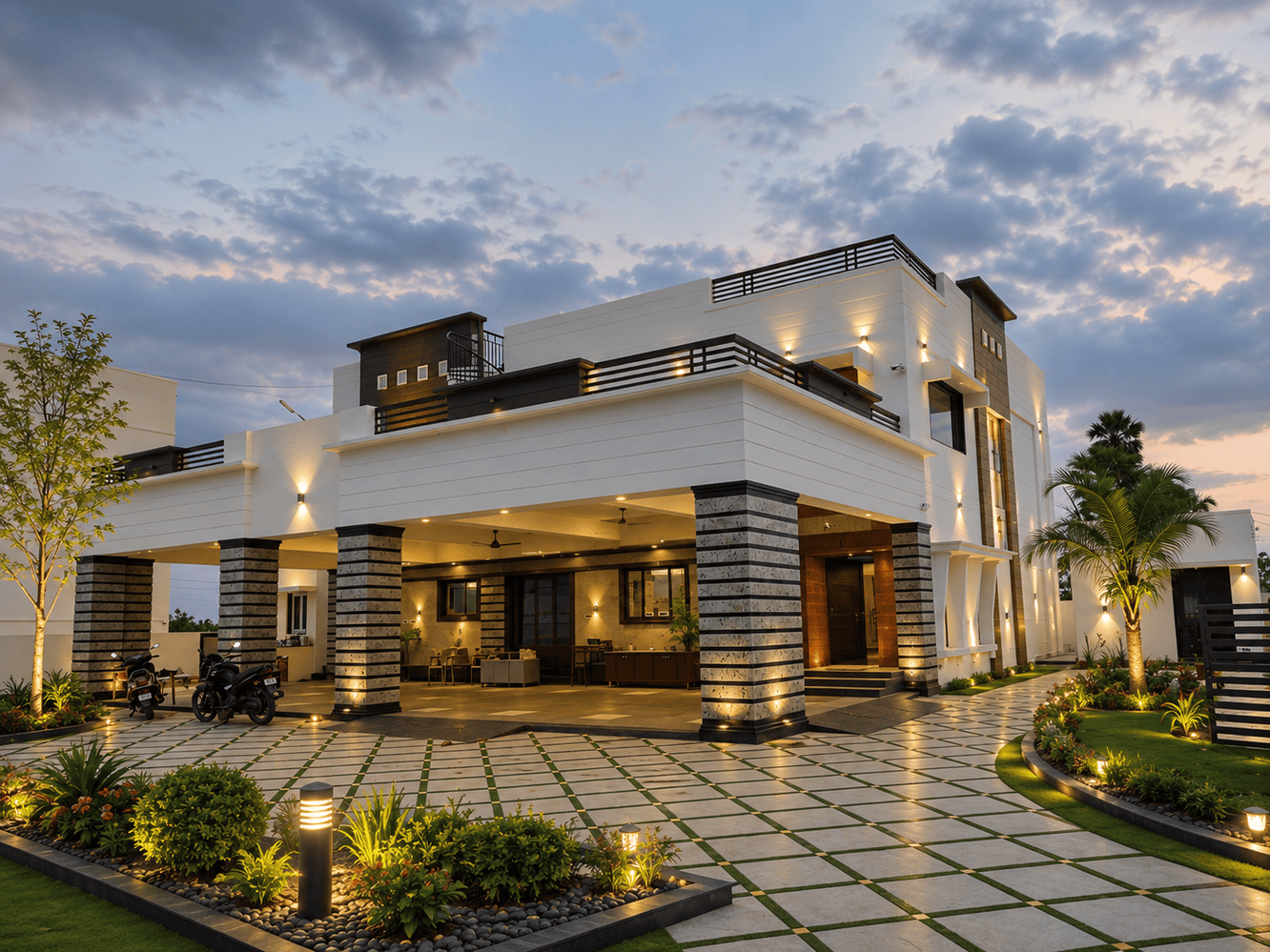 Completed Prakash residence exterior